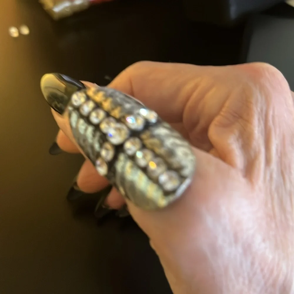 Silver Rhinestone Cross Ring - Picture 10 of 12